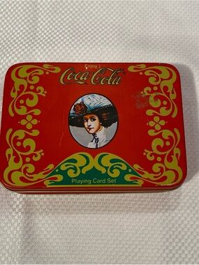 Coca Cola Red Tin Playing Card Set in tin - 2sets cards Red/Green/Gold Retro